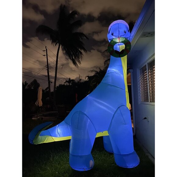 🆕12FT Christmas Inflatable Giant Dinosaur Blow Up Yard Outdoor Decoration - Picture 2 of 9
